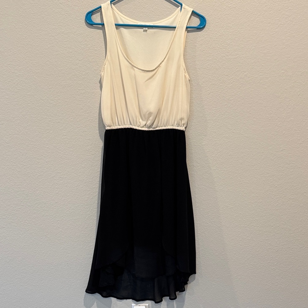 love, Fire Sleeveless Black and Cream High-Low Dress